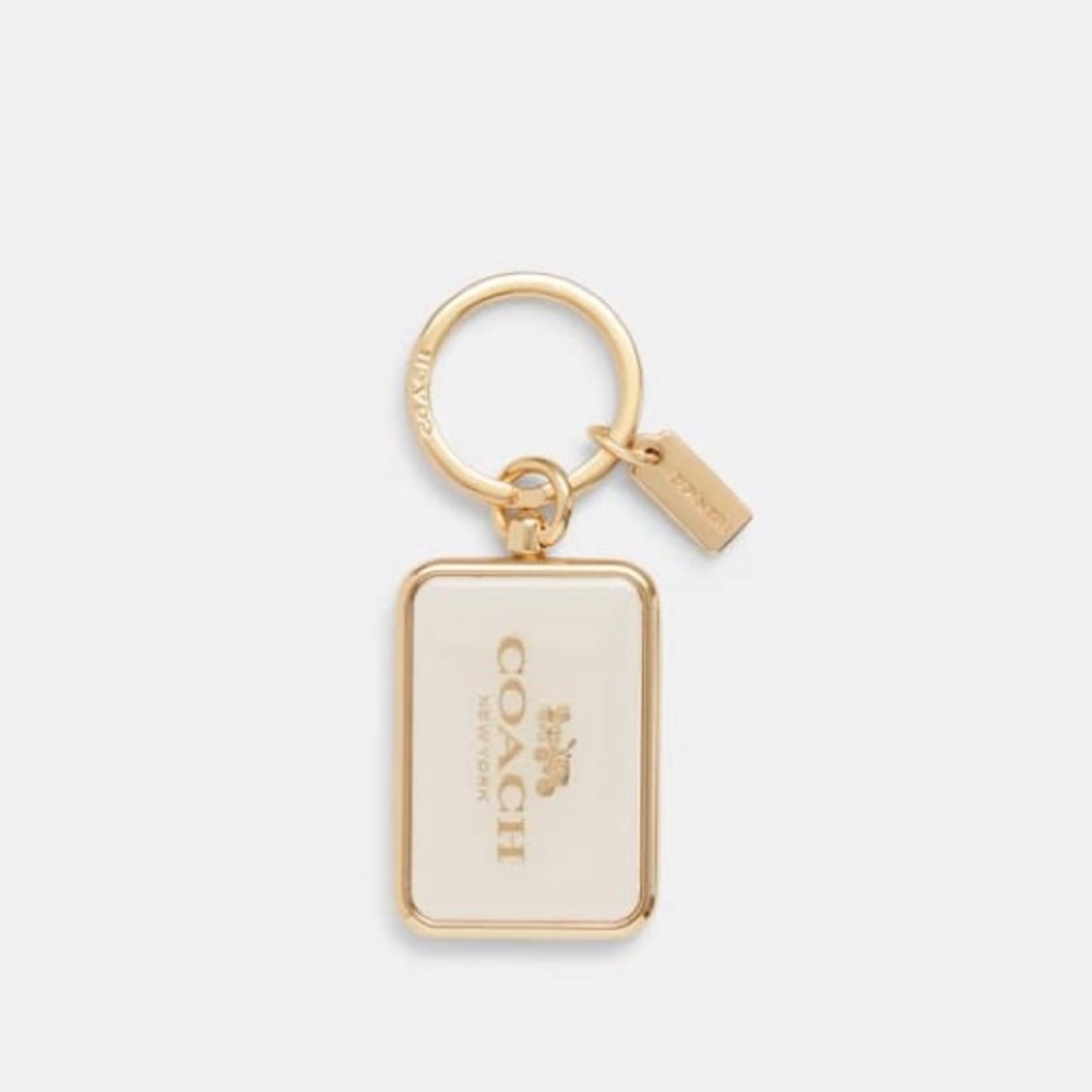 Coach Horse and Carriage Bag Charm White/Gold